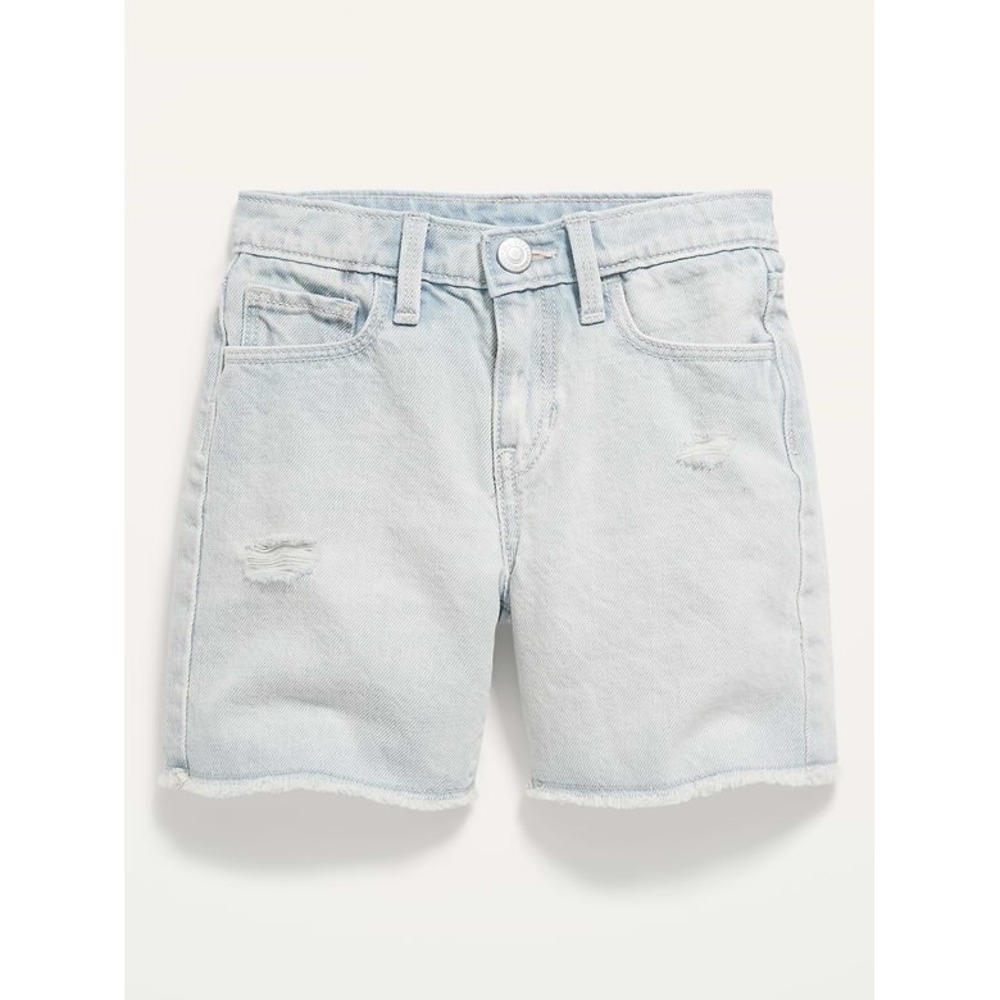 Old Navy Girls Light Wash Slouchy Straight Distressed Denim Shorts Size 10